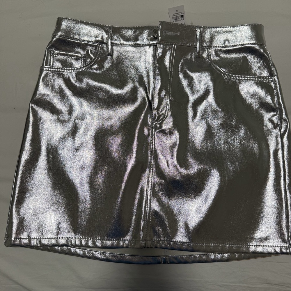 LOFT Shimmering Silver Mini Skirt
